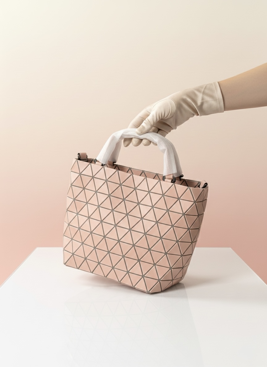 IMG_2790 حقيبة باو باو ايسي مياكي (Bao Bao Issey Miyake) بتصميم عصري ولون وردي مطفي (Matte Pink) سوبر كوالتي - الصورة 1