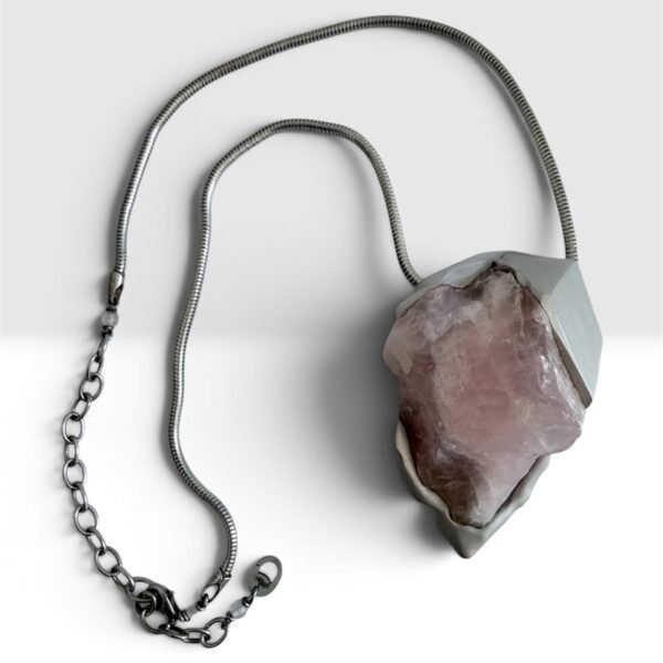 ROSALIA – Handmade Natural Rose Quartz Crystal Necklace – One of a Kind